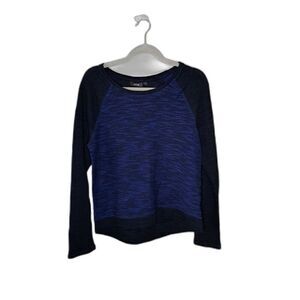 Apt. 9 Women's Blue and Black Long Sleeve Scoop Neck Sweater Size Small